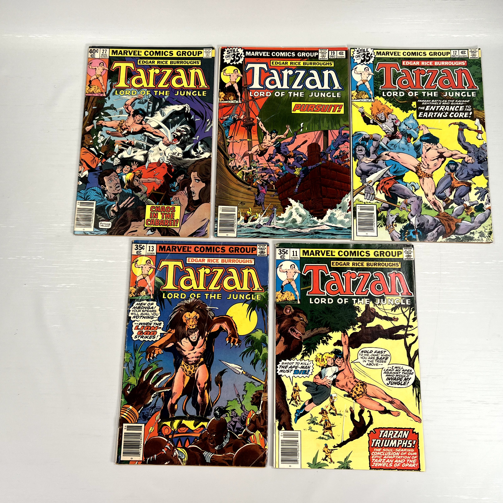 TARZAN Lord of the Jungle 11 13 17 19 27 Marvel Comics (1978-79) Lot of 5 Mid Gr