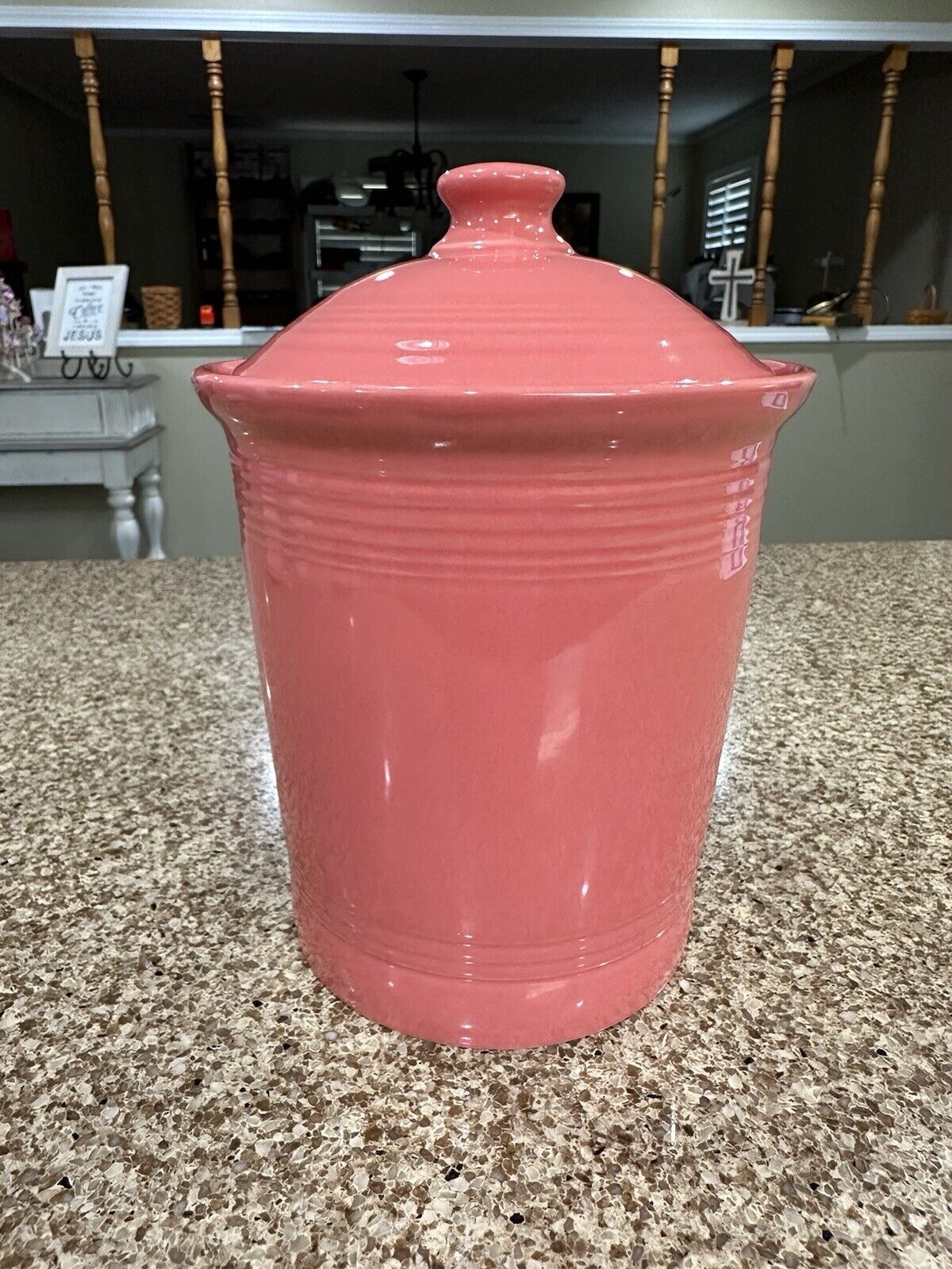 Large 3QT Heather FIESTAWARE HLC Canister Fiesta Flamingo RETIRED 10” tall USA