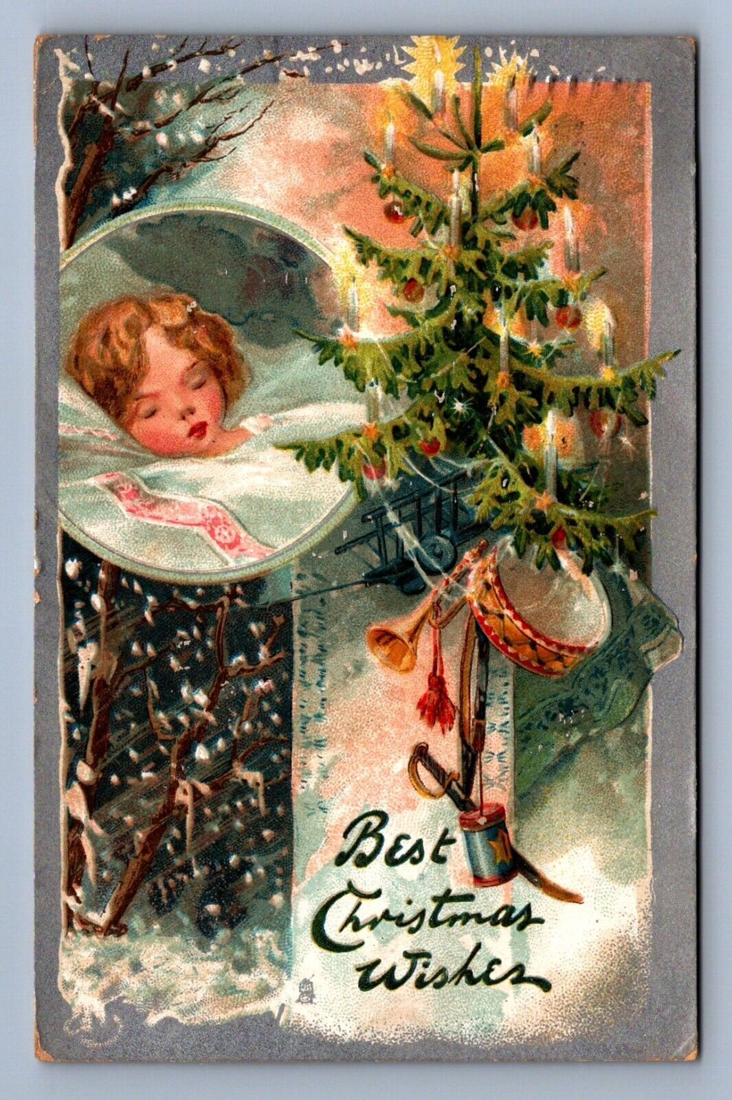 Postcard Vtg Christmas Tuck\'s 136 Best Wishes Sleeping Child Sweet Dreams