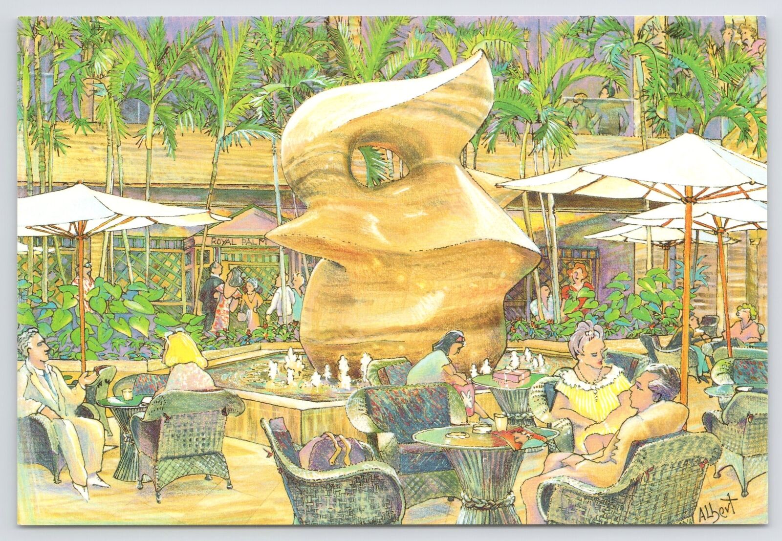 Miami Florida~Hotel Intercontinental Artwork By Fred Albert~Continental Postcard