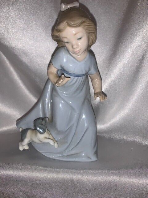 RARE Lladro Girl With Puppy, Excellent Condition, NO cracks or chips