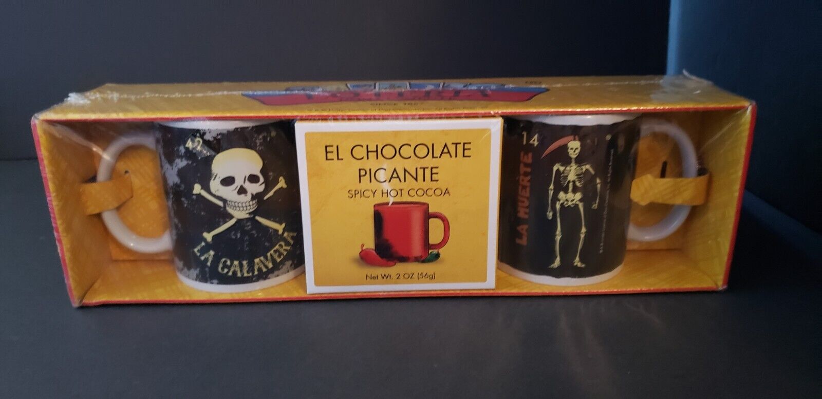 MEXICAN LOTERIA DON CLEMENTE MUG SET WITH SPICY HOT COCOA NEW RARE HTF