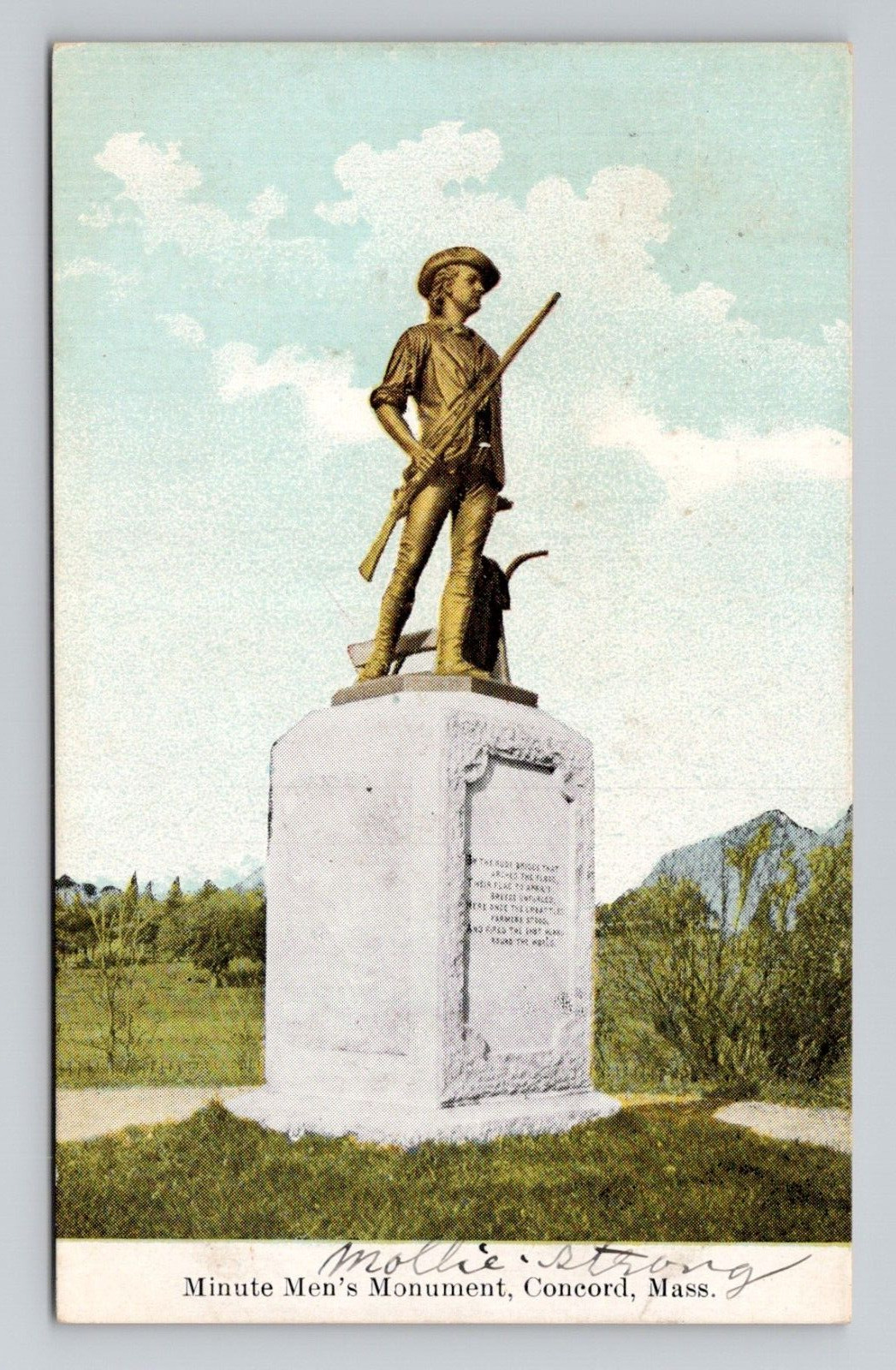 Postcard Minute Men Monument Concord Massachusetts MA, Antique F11