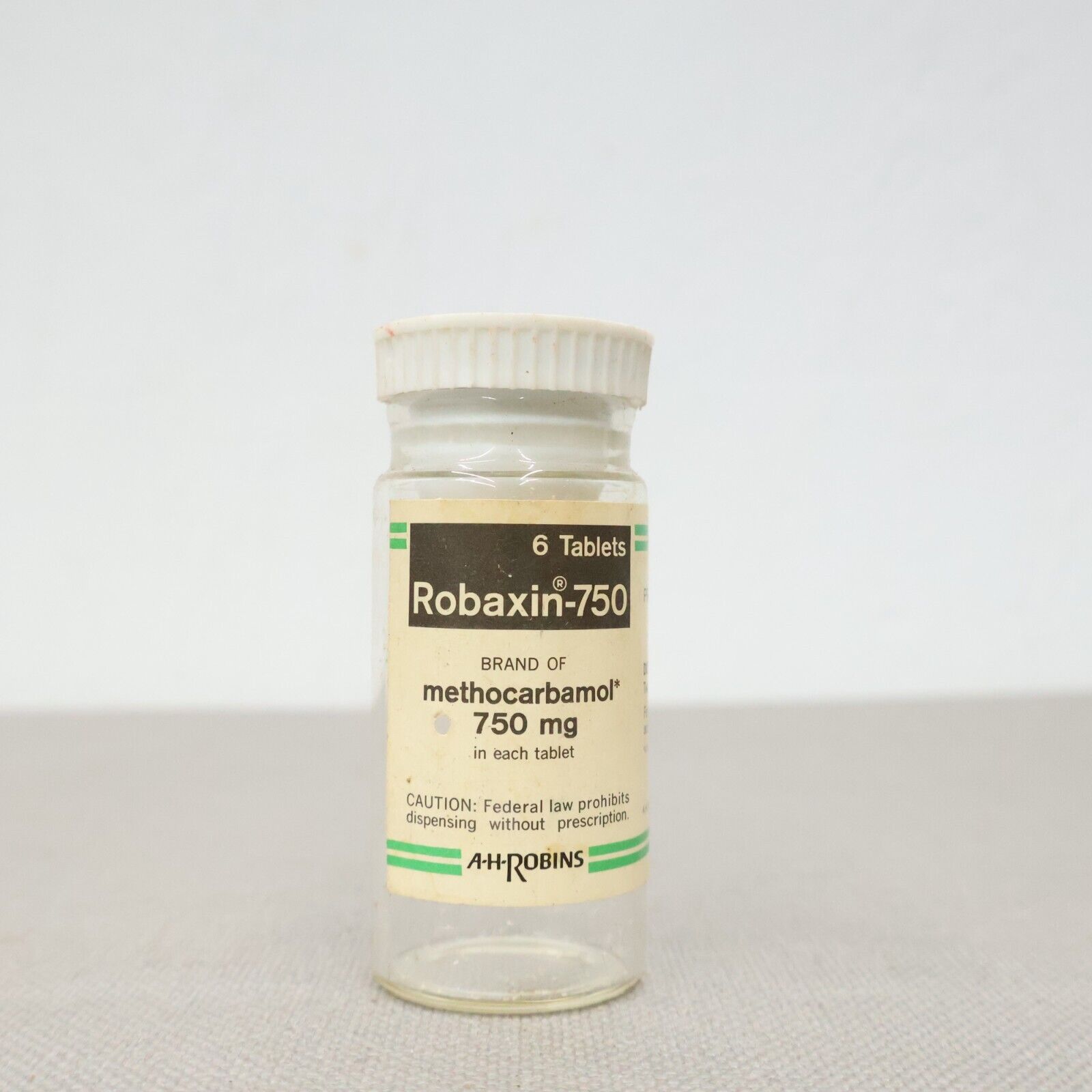 Vintage Robaxin 750 Medicine Tablet Empty Bottle Apothecary Pharmacy