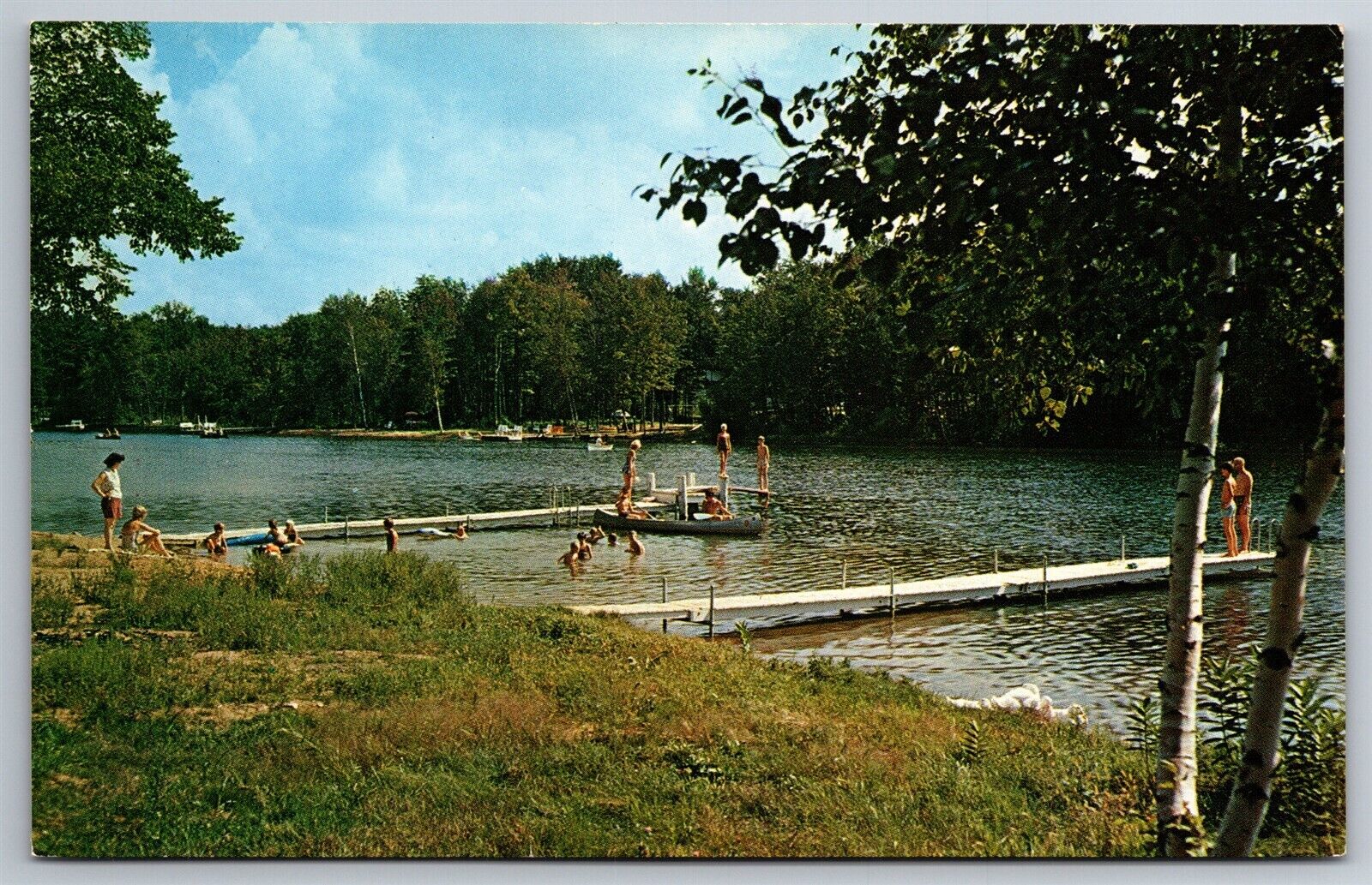 Camp Tamarack Lake View Docks Knight Lake Chain Of Lakes Waupaca WI Postcard G10