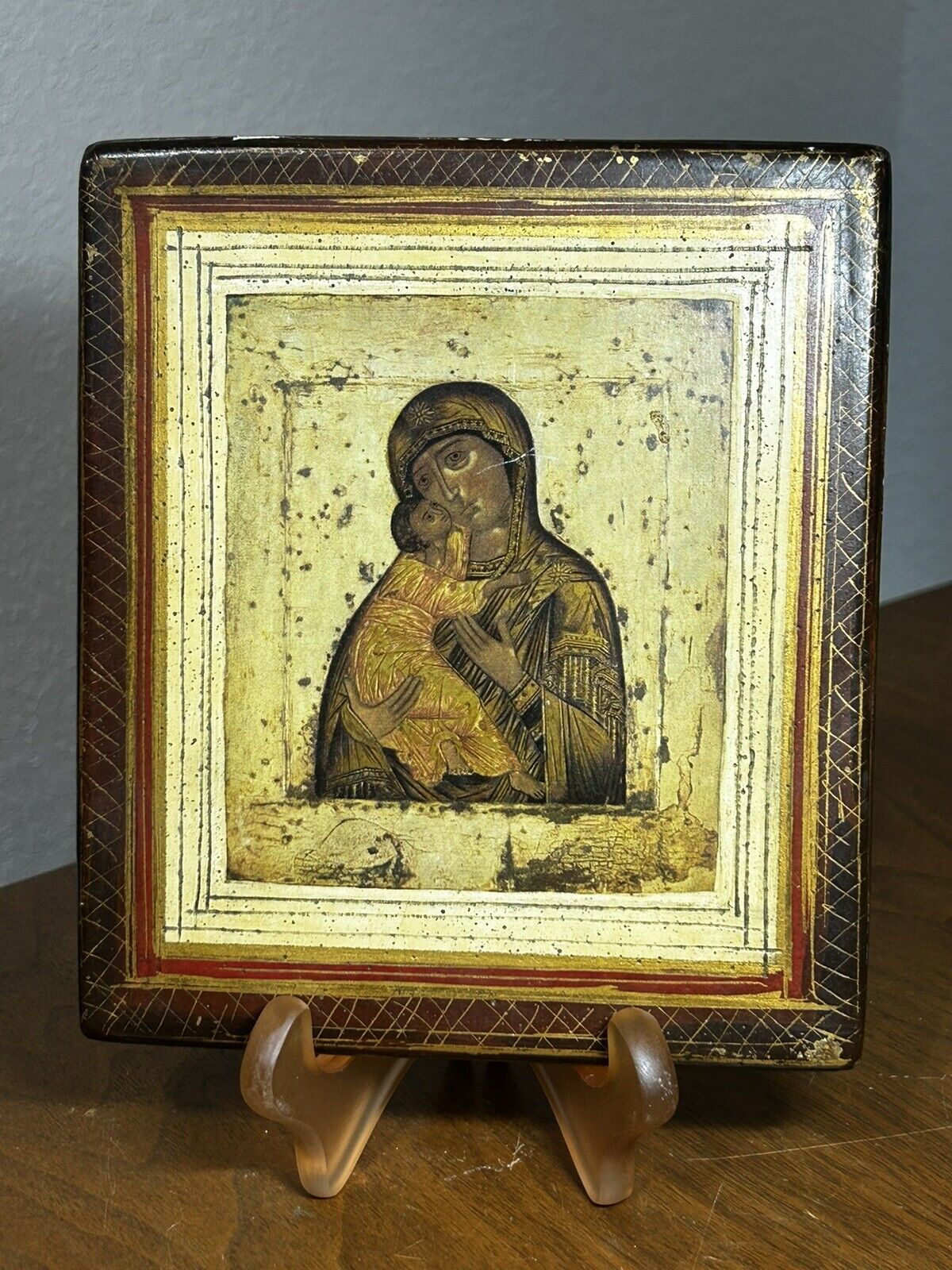 Orthodox, Russian icon: VIRGIN OF VLADIMIR ON BOARD, Museum of Recklinghausen