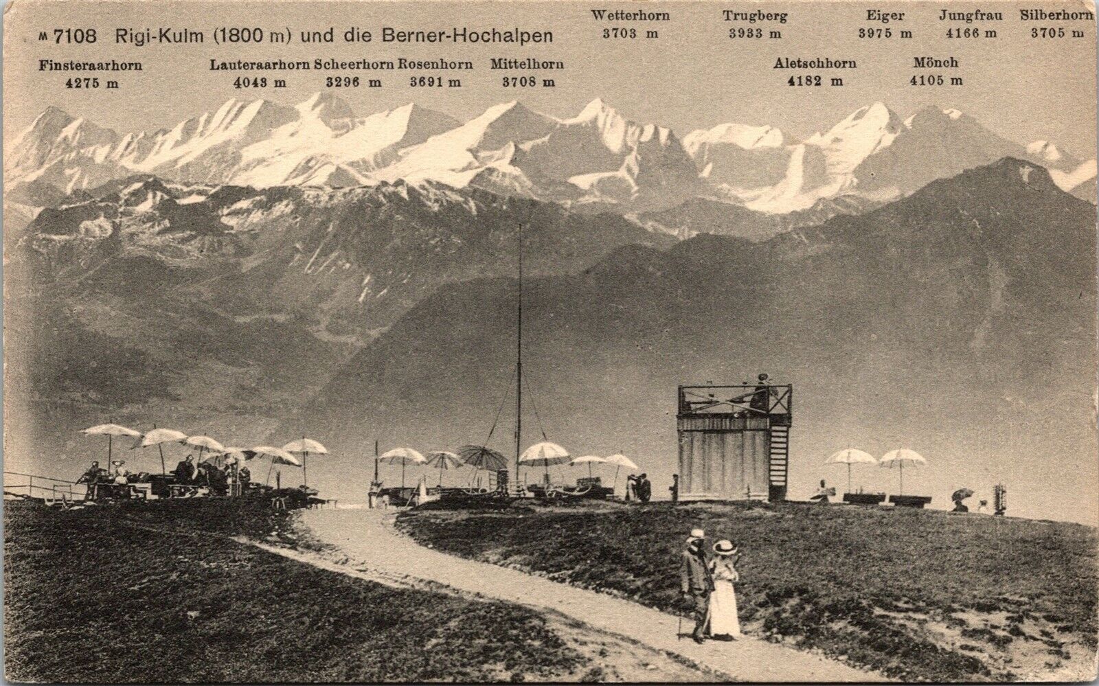 Vtg Switzerland Rigi-Kulm Mount Rigi and the Bernese High Alps 1910s Postcard