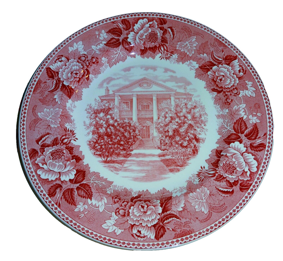 Wedgewood England Red Plate Rosalie State Shrine Plate Natchez Mississippi 11 In