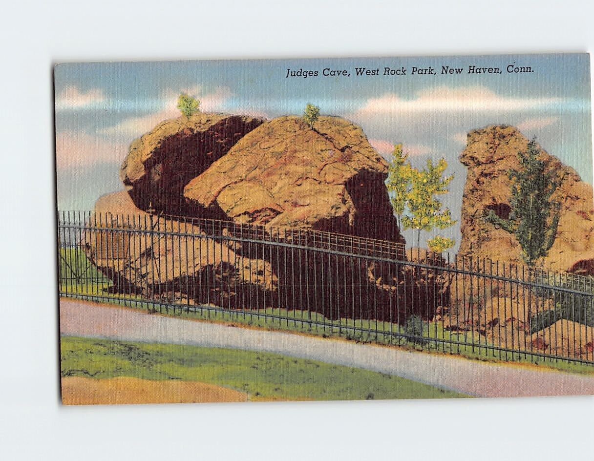 Postcard Judges Cave West Rock Park New Haven Connecticut USA