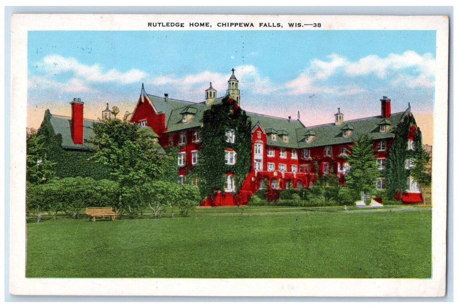 c1930\'s Rutledge Home, Chippewa Falls Wisconsin WI Vintage Unposted Postcard