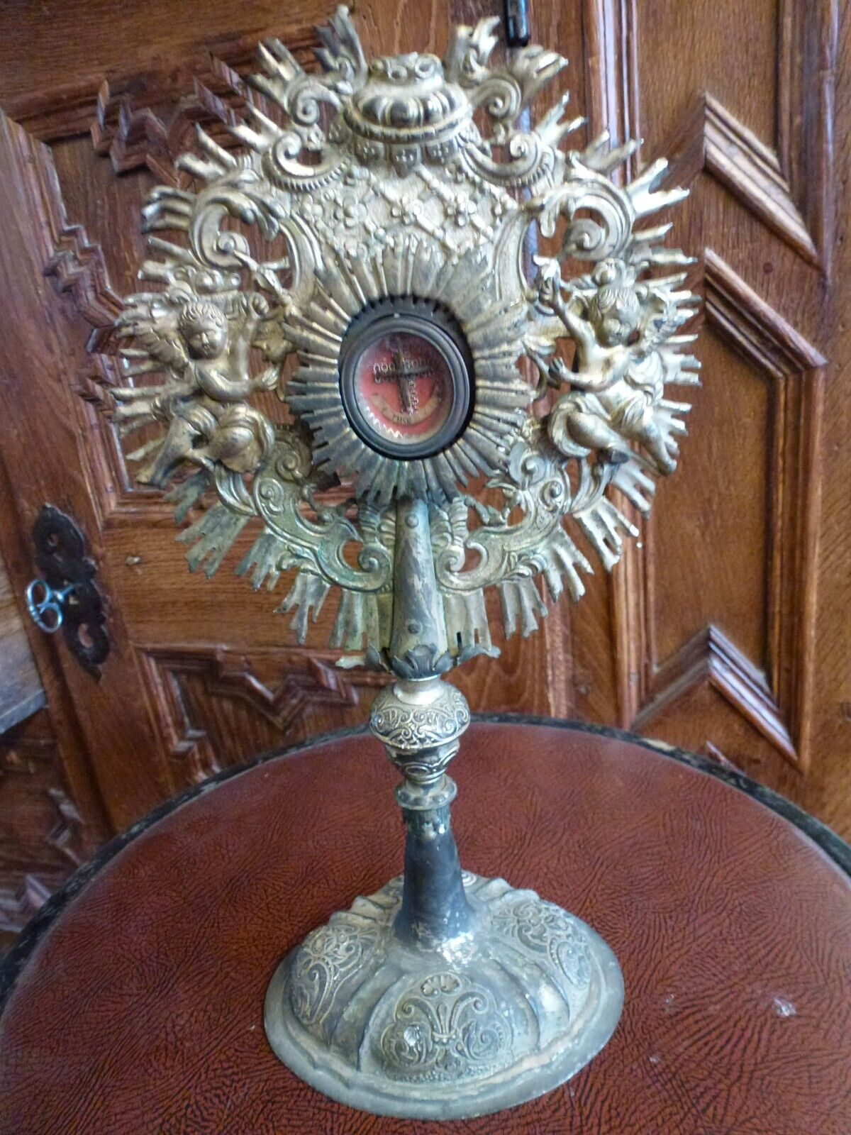BAROQUE SILVER RELIQUARY, LARGE RELIC of the TRUE CROSS OF OUR LORD