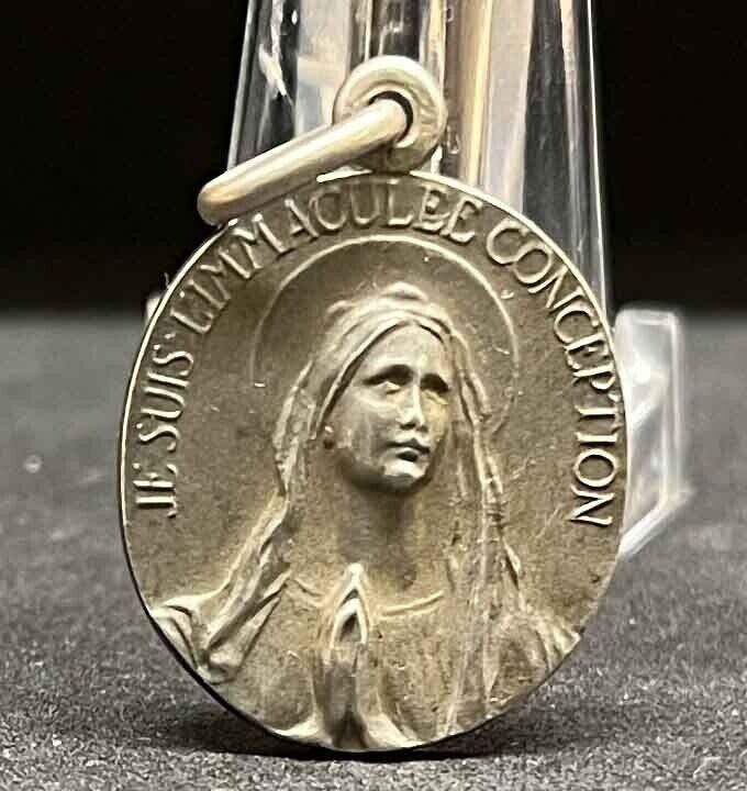 France 1940´ antique Immaculate Conception precious silver delicate pendant