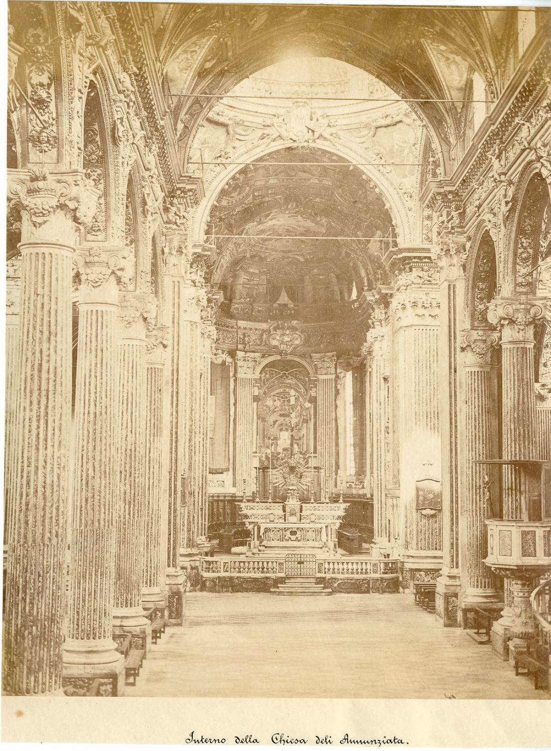 Italy, Interno della Chiesa deli Annunziata Vintage Albumen Print.  Print a