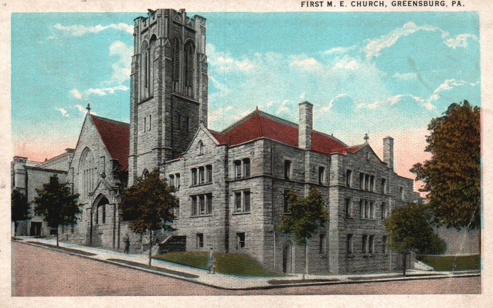 Postcard PA Greensburg Pennsylvania First ME Church 1925 Vintage PC a463