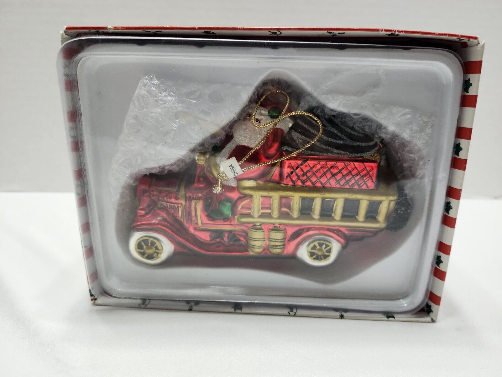 Department 56 Large Fire Truck with Santa and Dalmatian Ornament