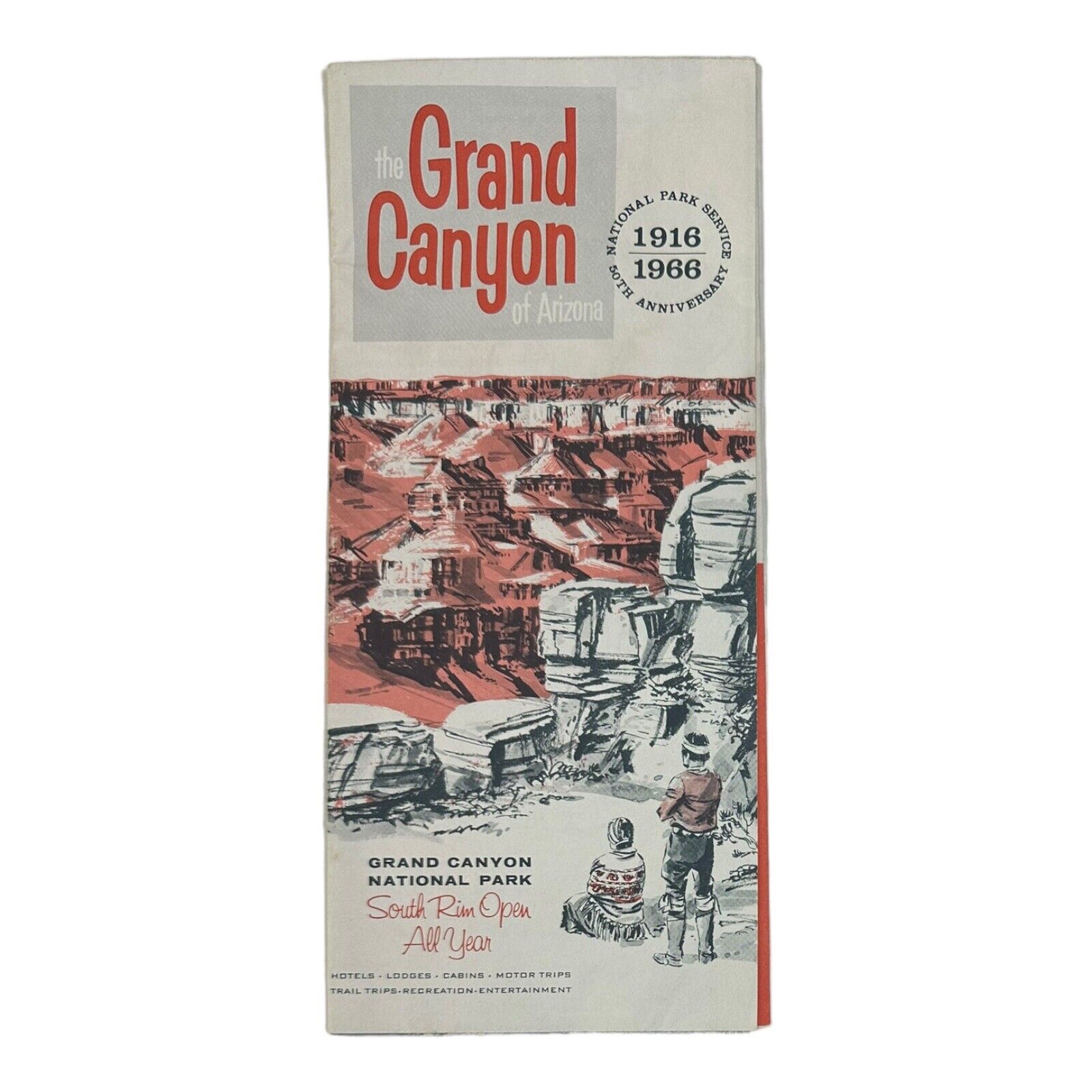 VINTAGE 1966 Grand Canyon Arizona Travel Guide BROCHURE South Rim Map Hotels VTG