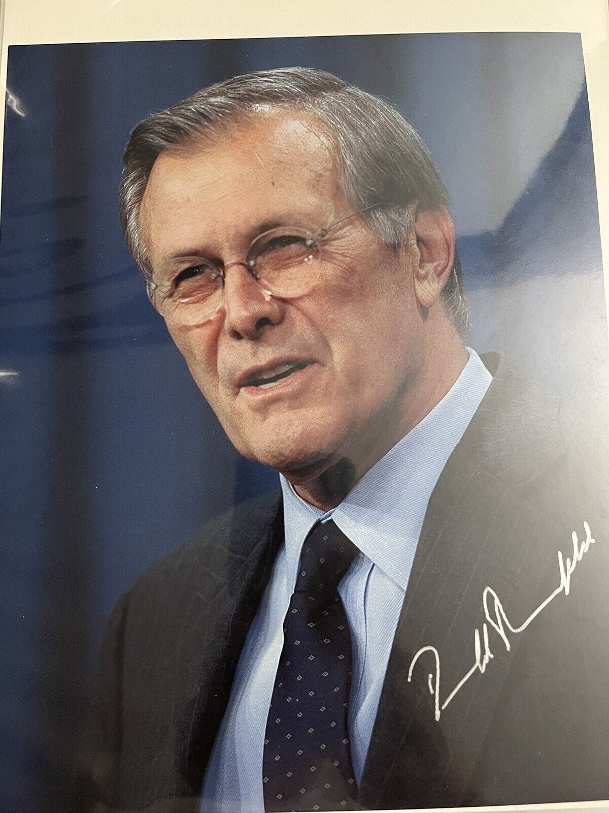 Donald Rumsfeld Signed 8x10 Photo Secretary Of Defense Ford Bush 9/11 Attacks