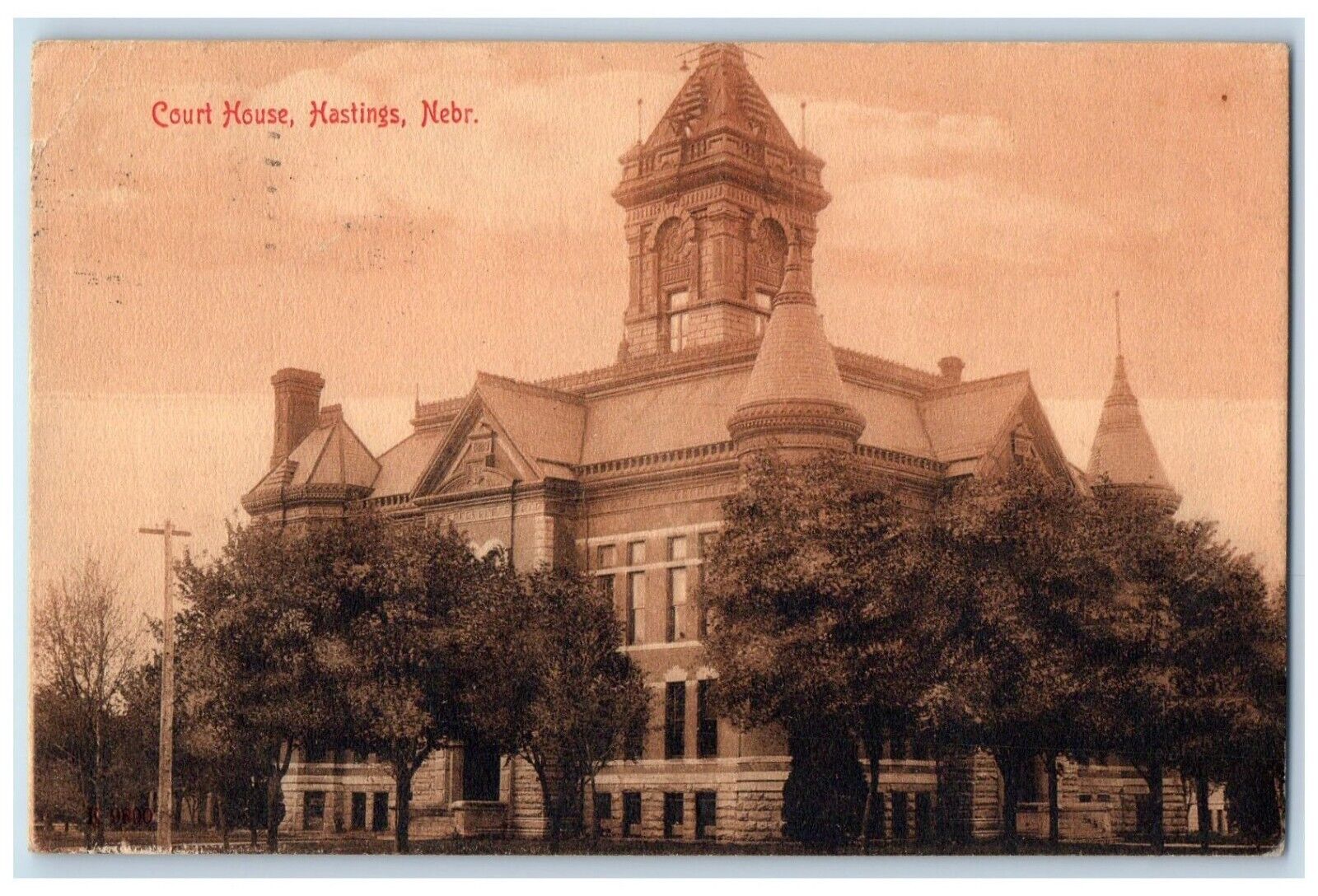 1907 Court House Exterior Building Hastings Nebraska NE Vintage Antique Postcard