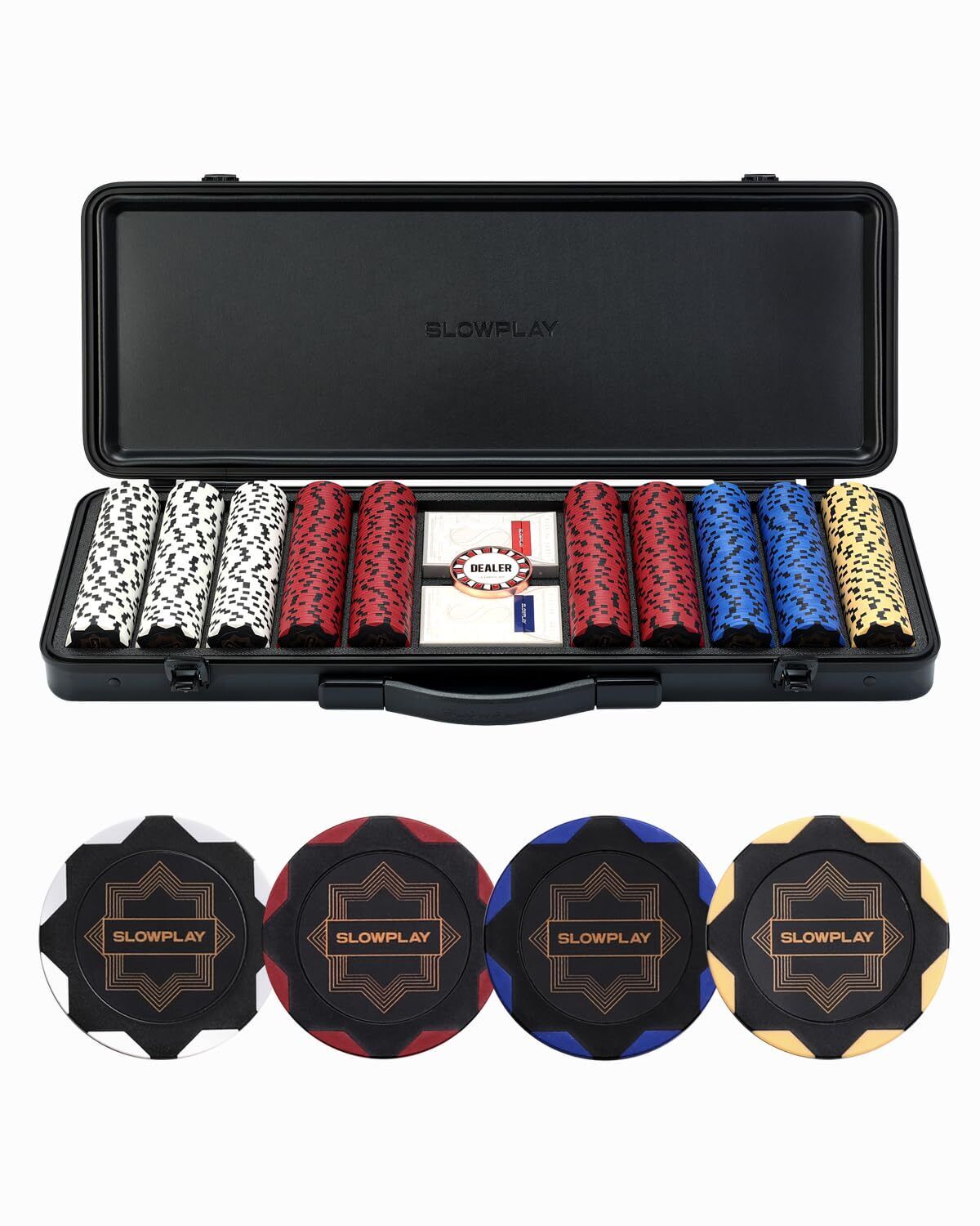 Nash 14g Clay Poker Chips Set for Texas Hold’em, 500 PCS [Blank Chips] Featur...