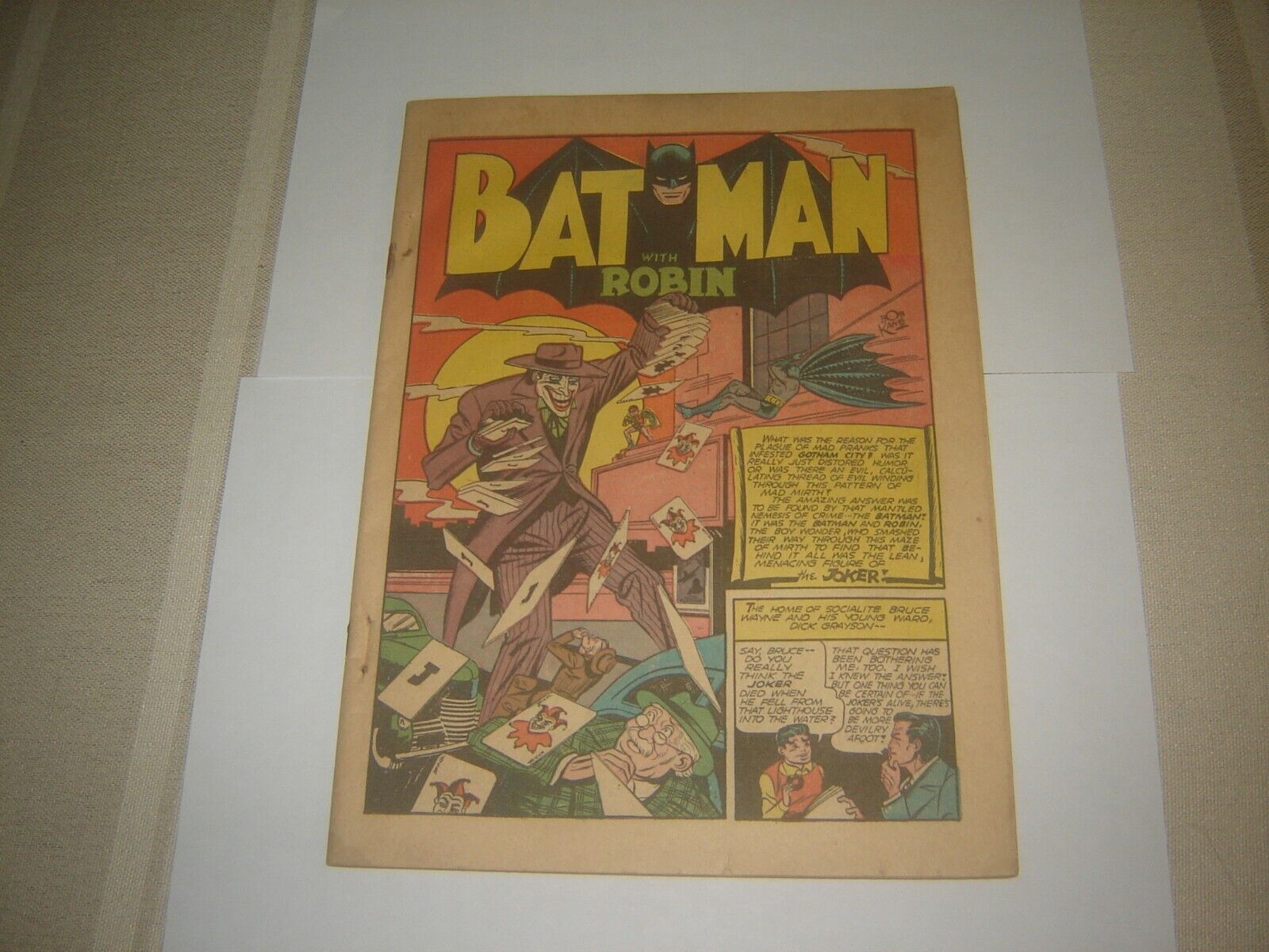 Batman #7 1941 Coverless  Joker App Batman Works with Police