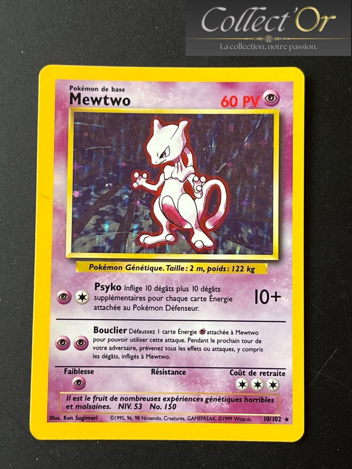 Pokemon - Mewtwo 10/102 Holo - Base Set - 1999 Wizards - Exc - PSA PCA