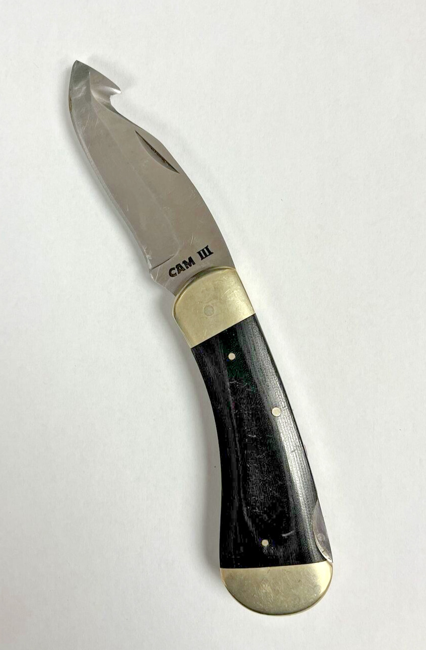 Cam 3 JAPAN Folding Locking Guthook Knife Wood/brass Blade