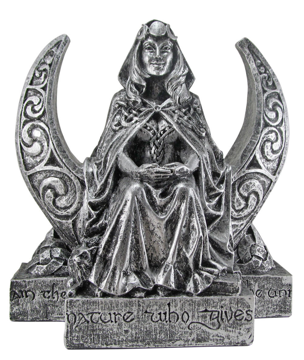 Dryad Design Large Moon Goddess Statue Silver Finish Wiccan Pagan Altar Decor
