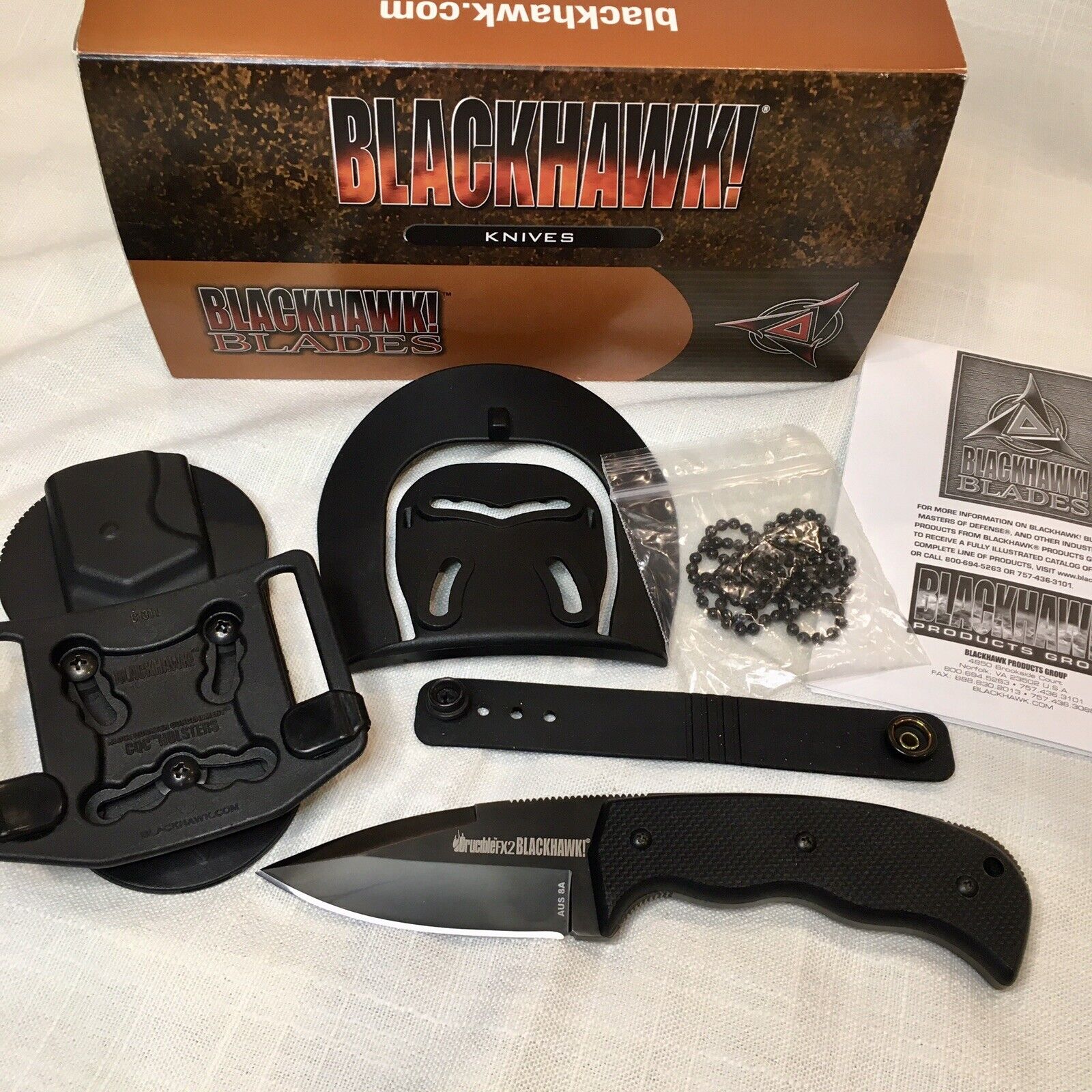 BlackHawk Blades Crucible FX2 Fixed Blade Tactical Concealed Knife & Sheath READ