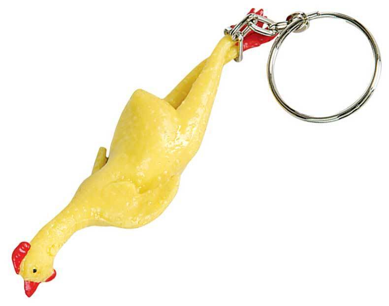NEW Rubber Stretchy Chicken Keychain, Key Chain Ring, VERY Funny Joke GAG Gift