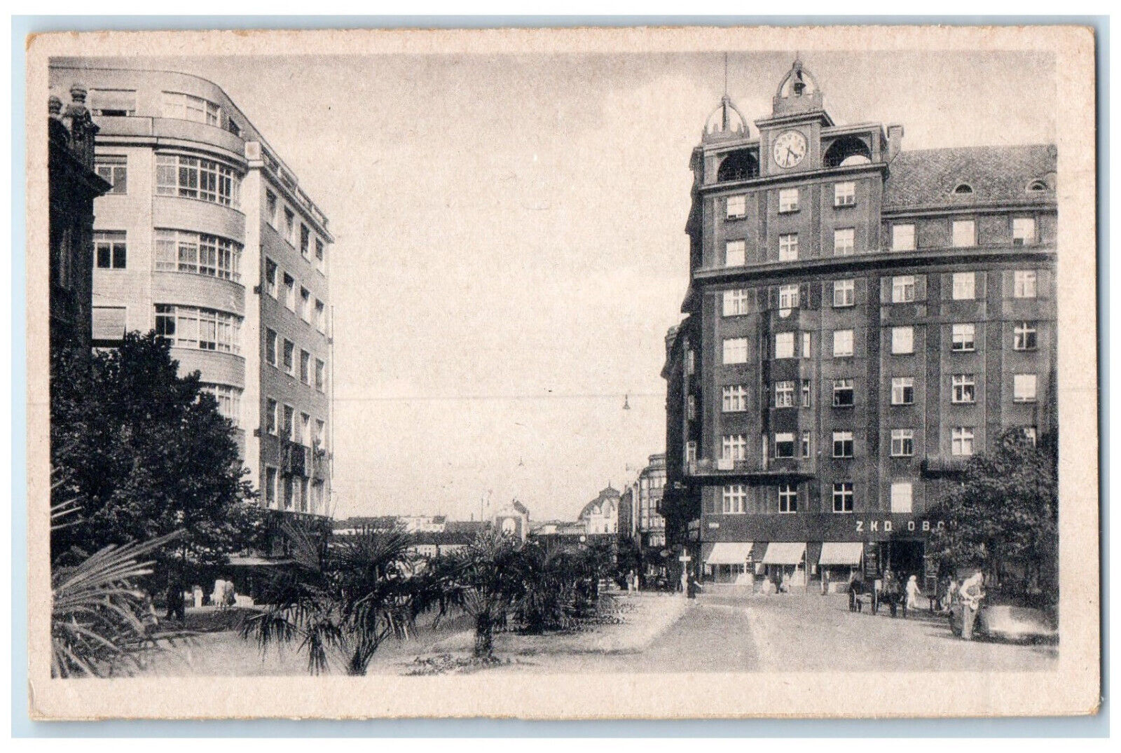c1940\'s View of Buildings in Pilsen Czech Republic Unposted Vintage Postcard
