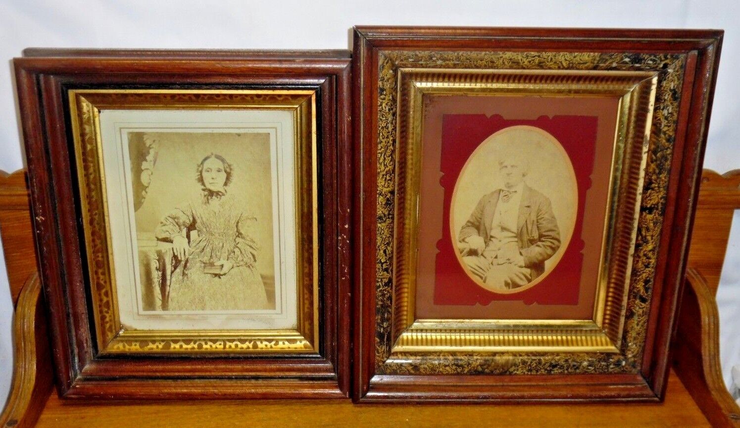 Two Antique Walnut Frames w/ Id\'d Photographs - Frances & Mary Tennyson Holson