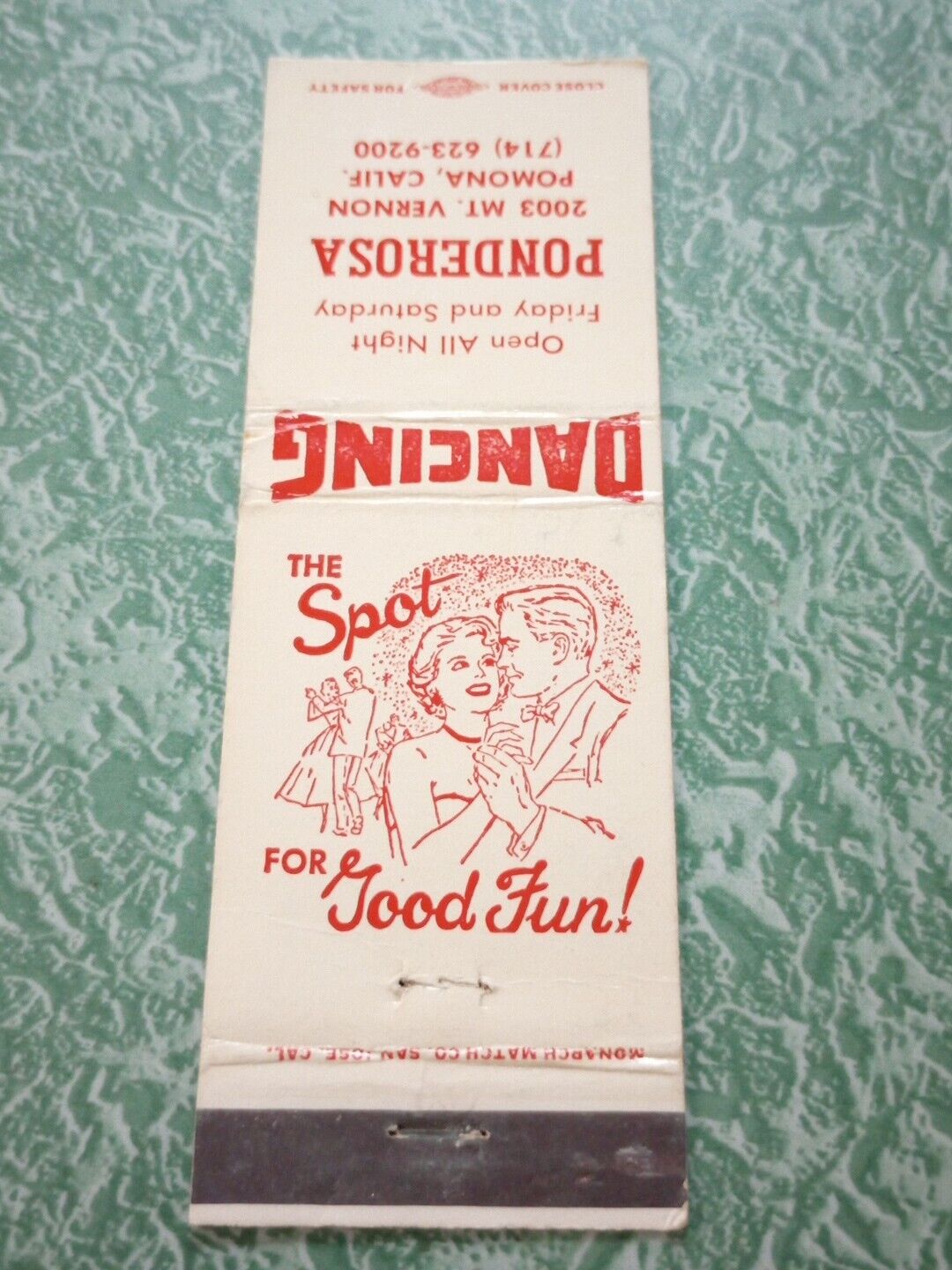 Vintage Matchbook Ephemera Collectible A32 Pomona California Ponderosa Dancing