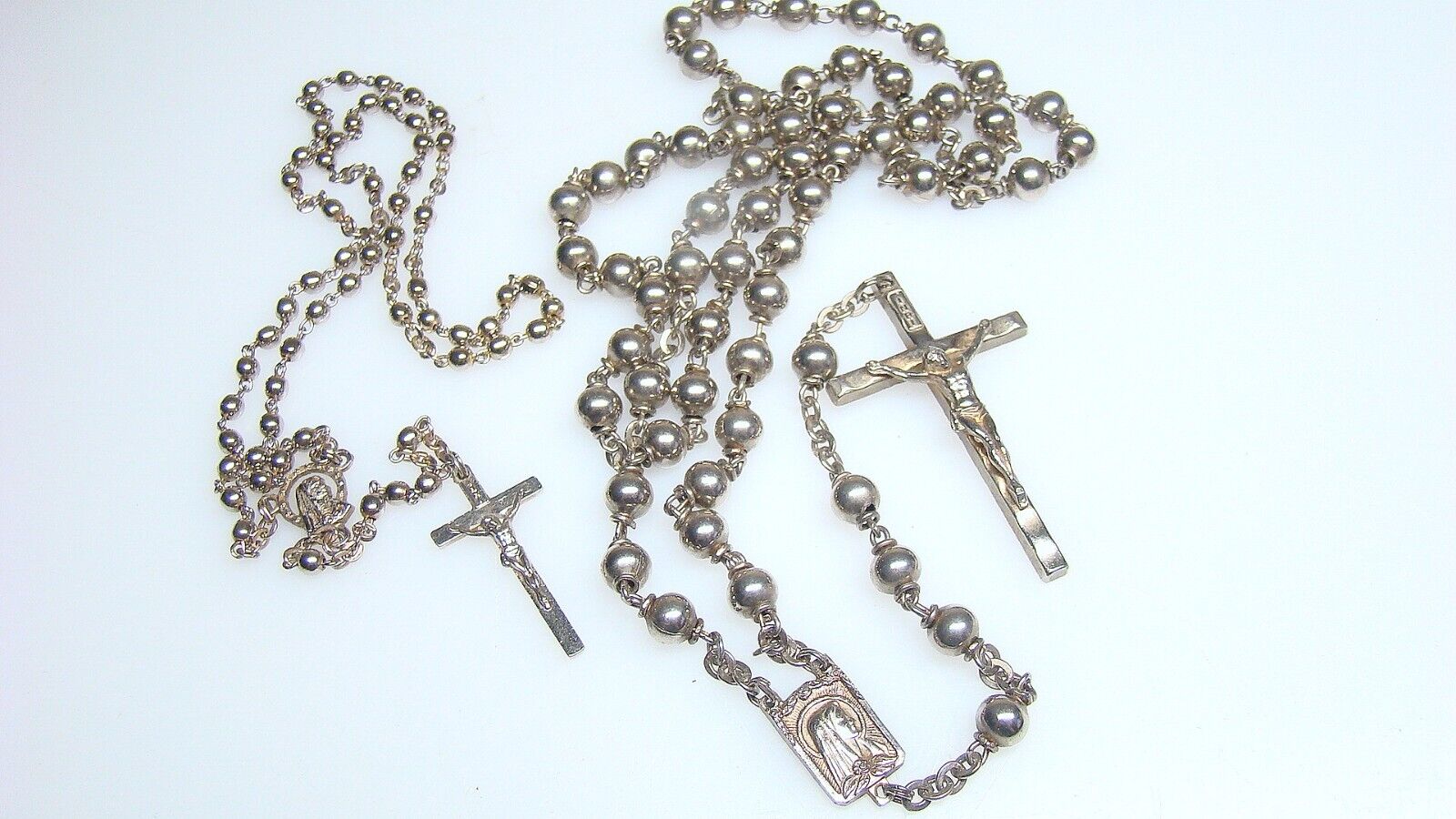 Vintage Pull Chain Type Rosaries w Metal Beads Lot