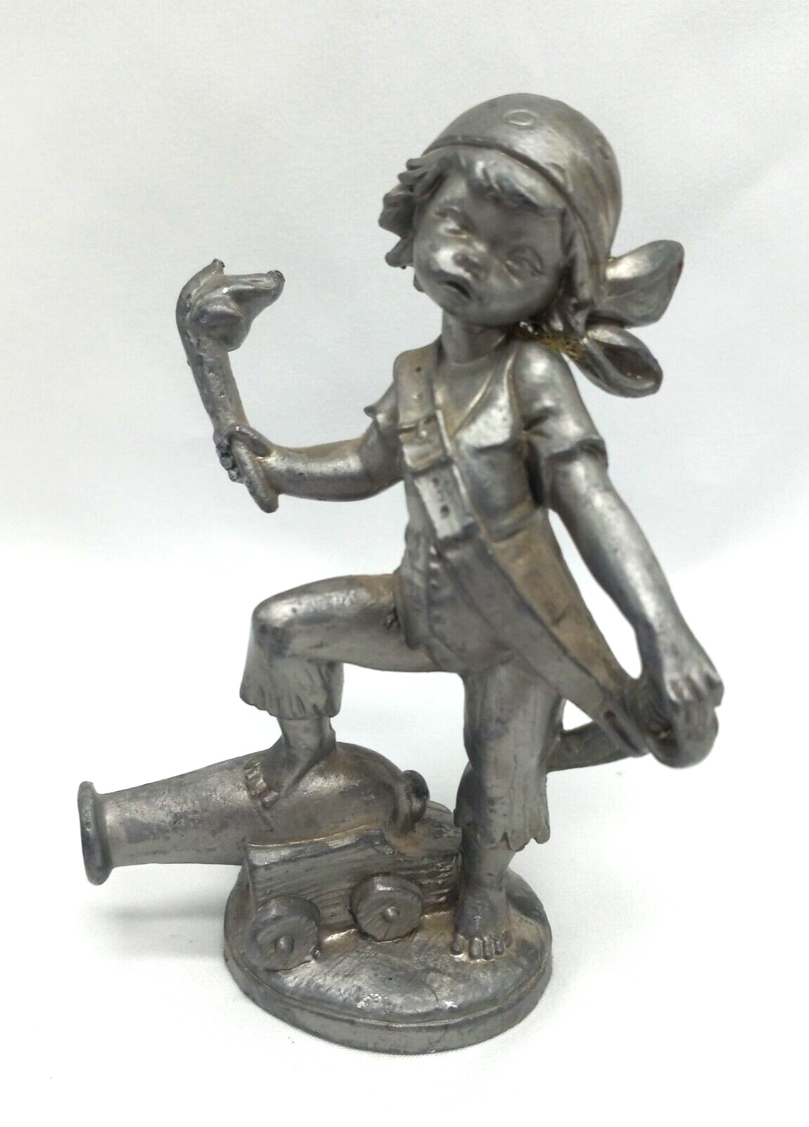 Simonetti Pewter Pirate With Cannon And Torch Figurine Depose Italy