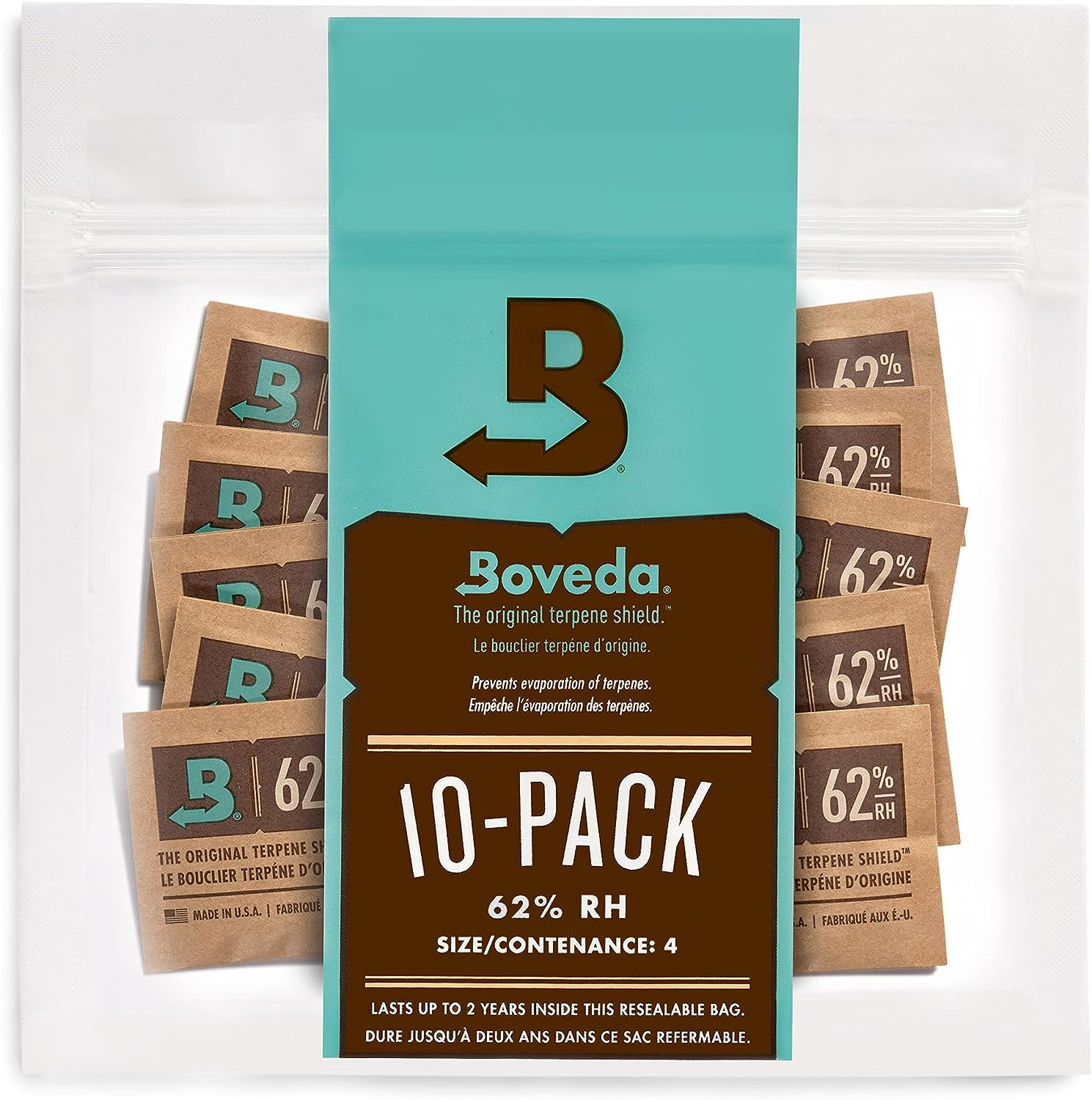 Boveda 62% Two-Way Humidity Control Packs for Storing ½ Oz – Size 4 – 10 Pack – 