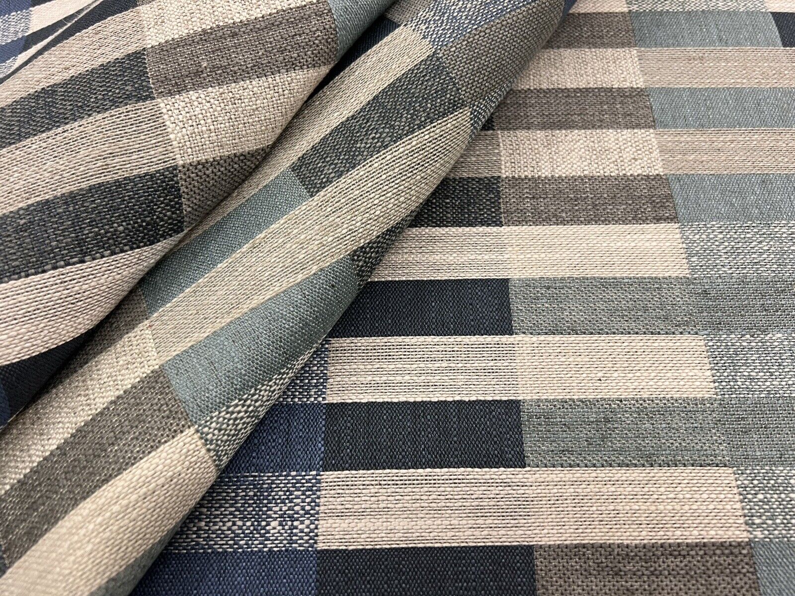 Romo Retro Inspired Woven Block Stripe Uphol Fabric- Lavin Danube 3.5 yd 7927/02