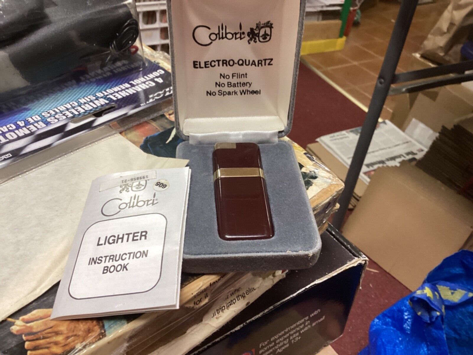 Vintage Colibri Electro Quartz Lighter Brown and Gold with Box