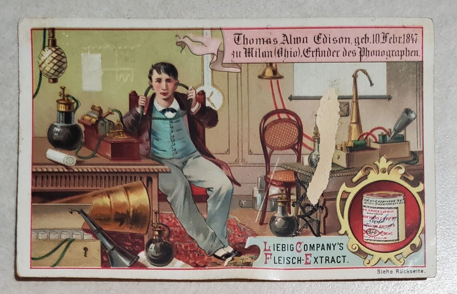1890 Liebig Thomas Edison Card Poor