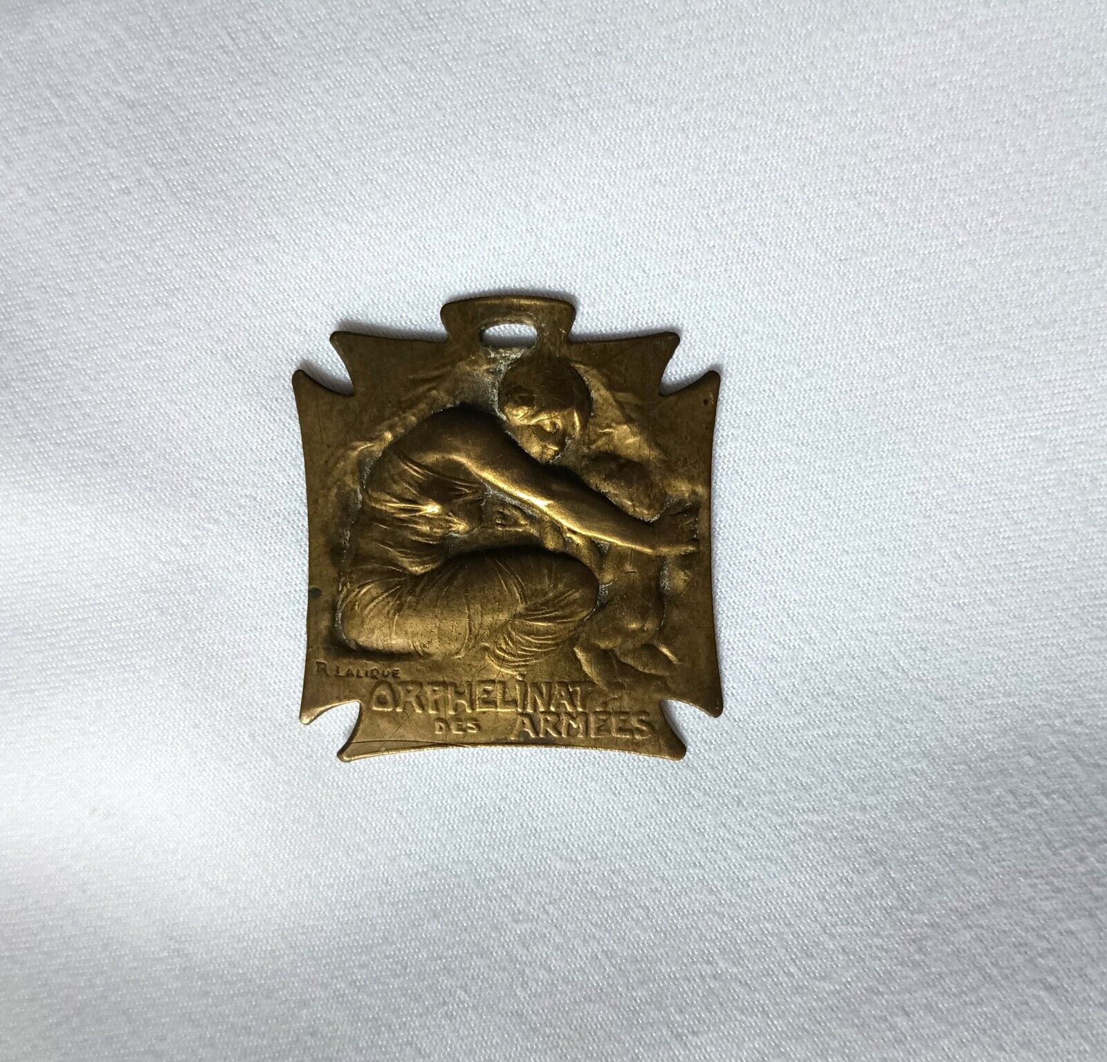 Antique Original Rene Lalique WW1 Orphelinat Des Armees Pendant Medal