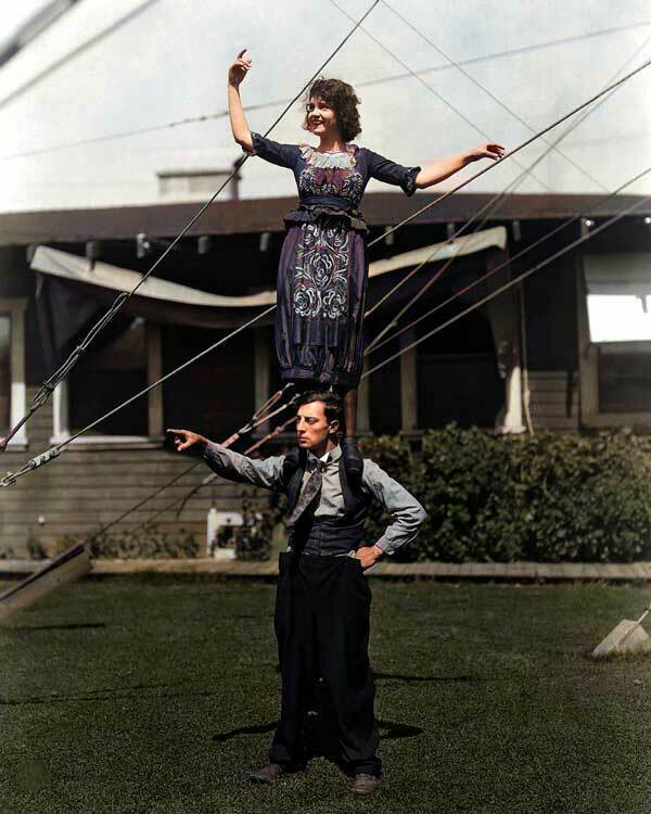 Buster Keaton & Sybil Seely 8x10 RARE COLOR Photo 704