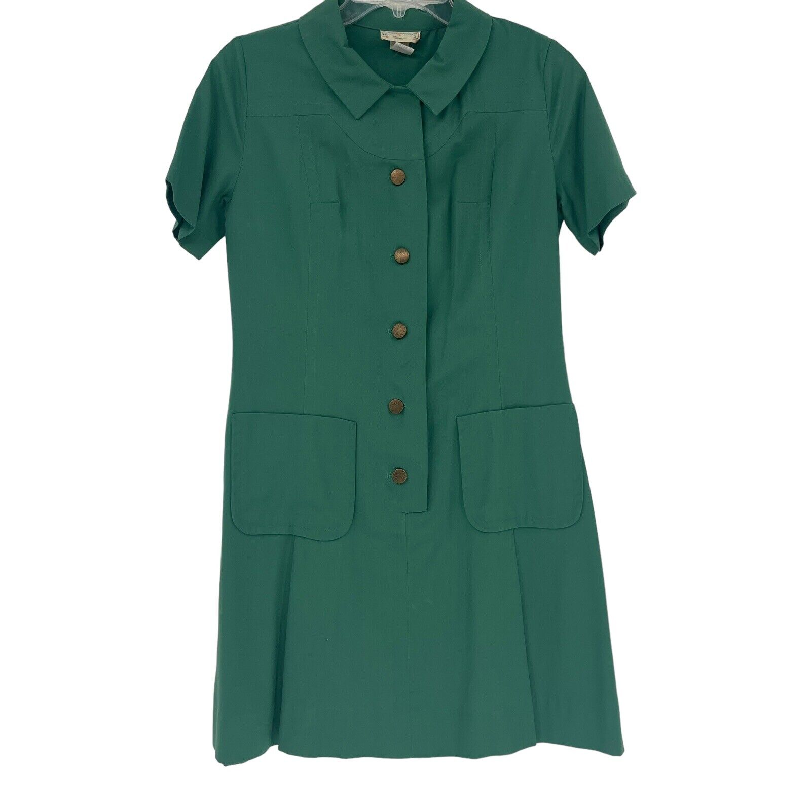Vintage Girl Scout Uniform Dress Size 8 Short Sleeves Button Front Pockets