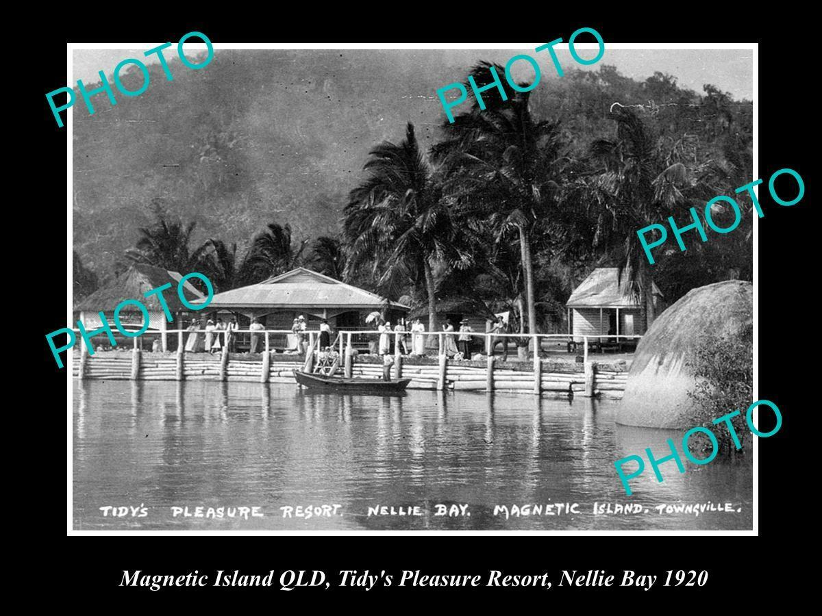 OLD 8x6 HISTORICAL PHOTO OF MAGNETIC ISLAND QLD TIDYS PLEASURE RESORT c1920