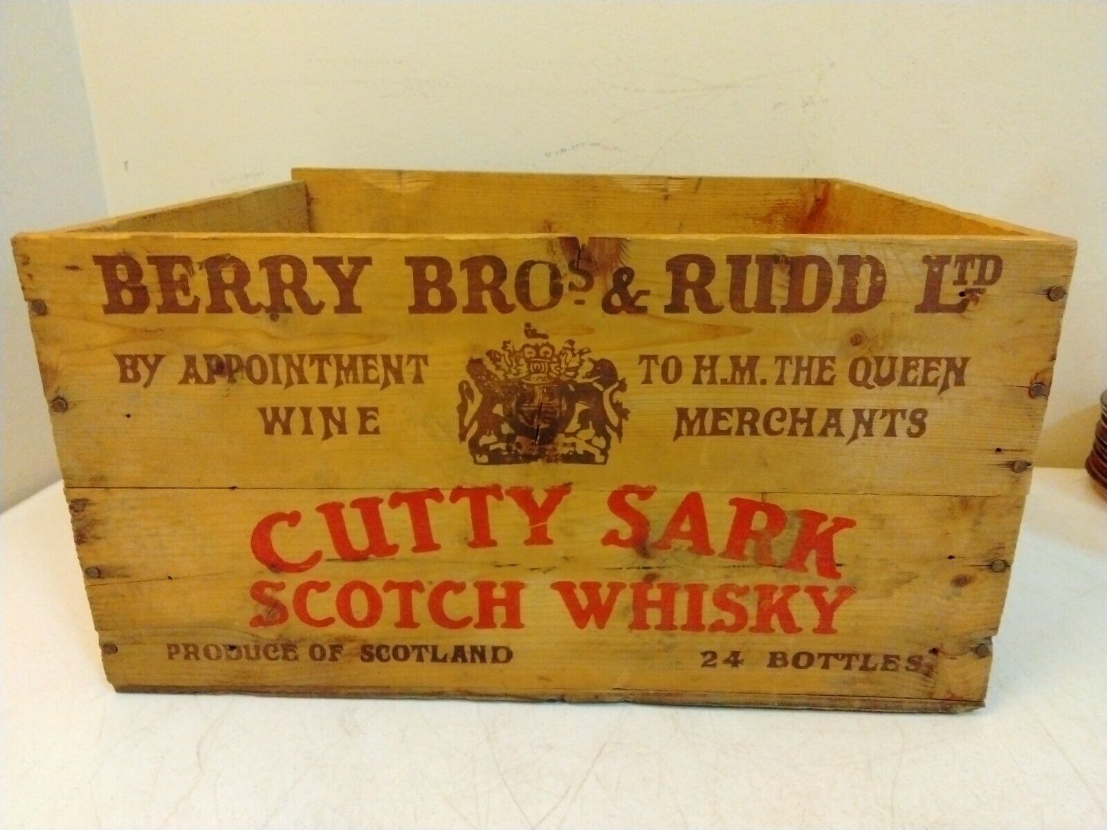 Vintage Berry Bros & Rudd Scotch Whiskey & Wine Wooden Box Crate 17\