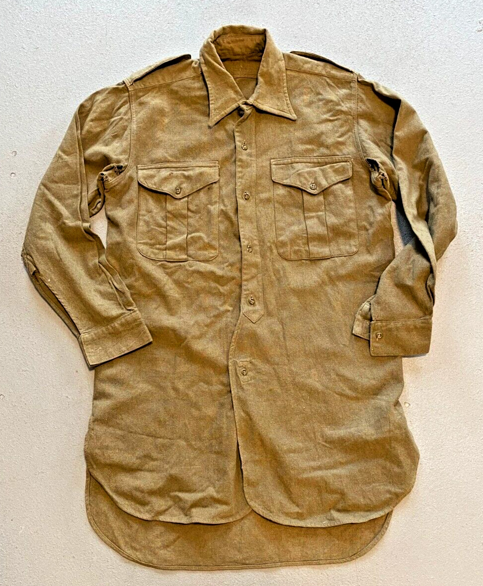 Post-WW2 British Issue Other Ranks Late War Collar-attached Wool Shirt 1944 dtd
