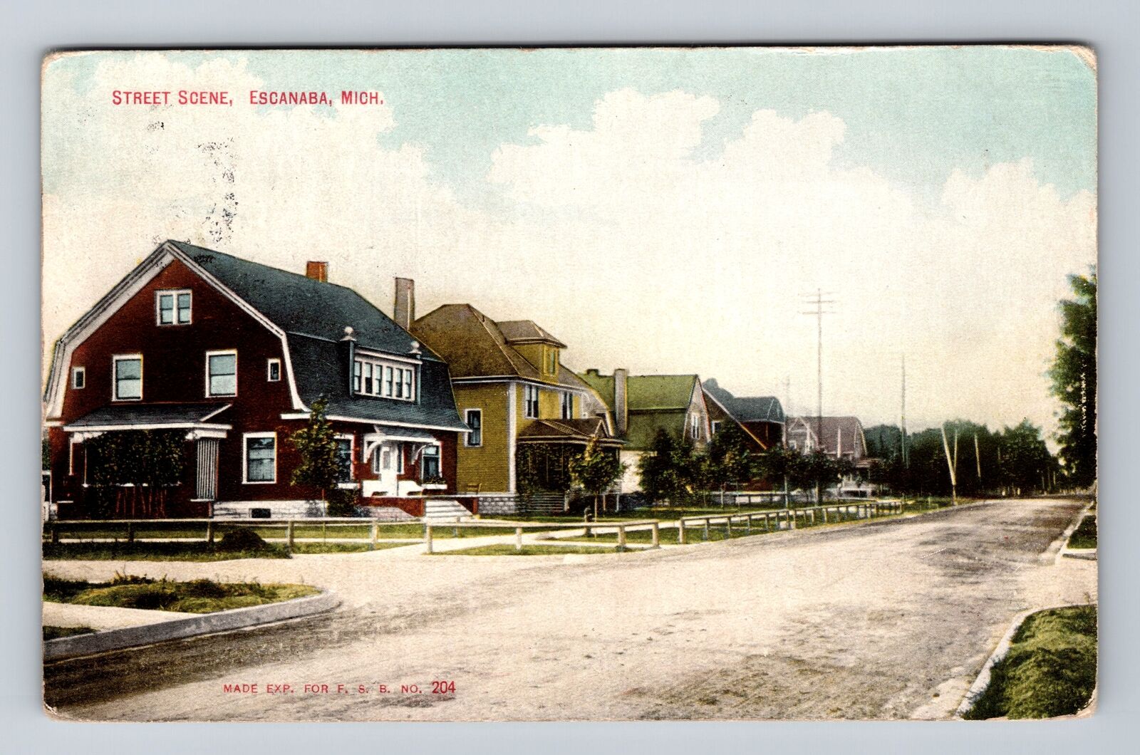 Escanaba MI-Michigan, Scenic View Of Street Scene, Vintage c1910 Postcard