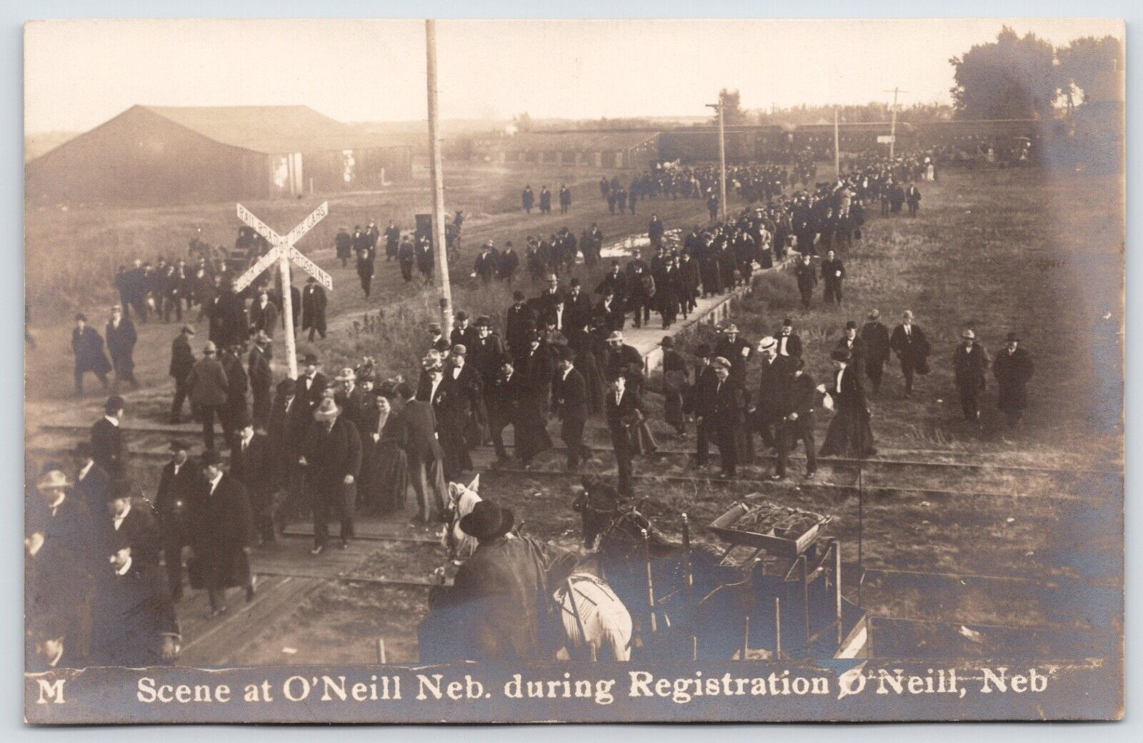 Postcard RPPC, Scene At O'Neill Nebraska, During Registration, O'Neill Unposted