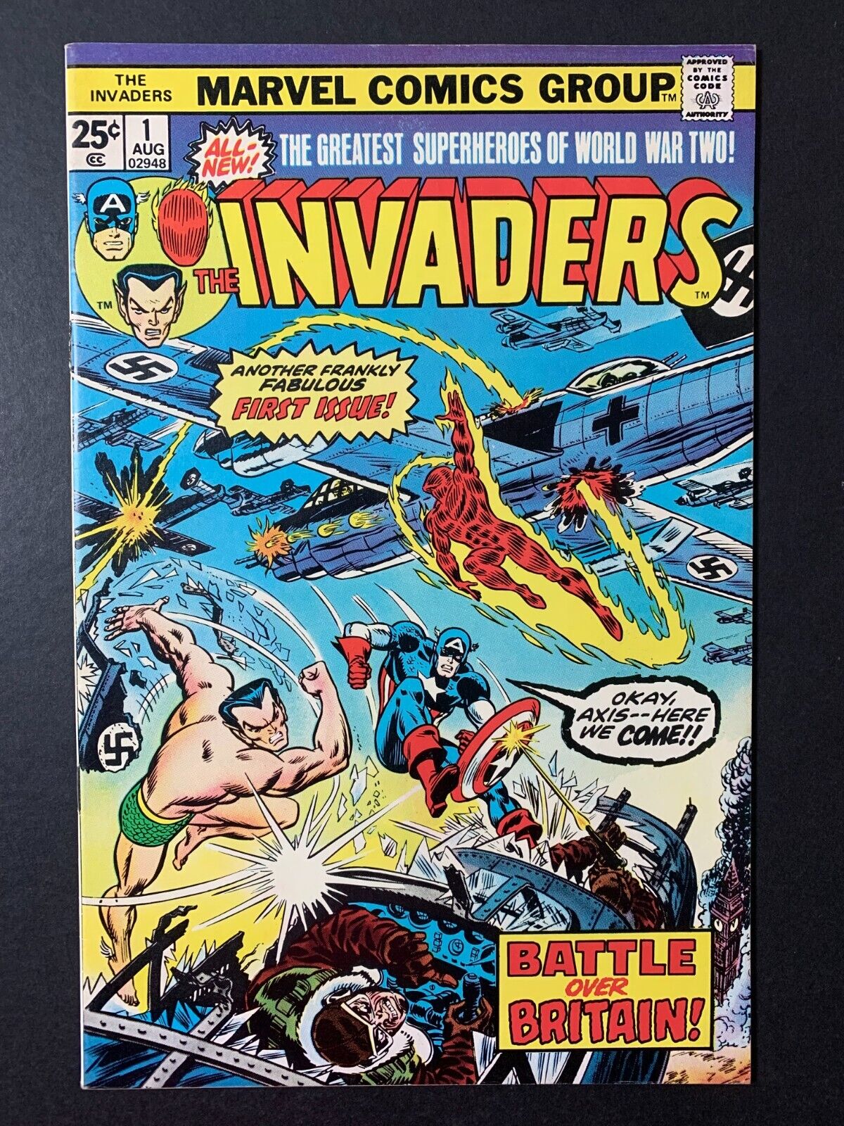 INVADERS #1 *VERY SHARP* (MARVEL, 1975)  MVS INTACT  VALKYRIE  LOTS OF PICS