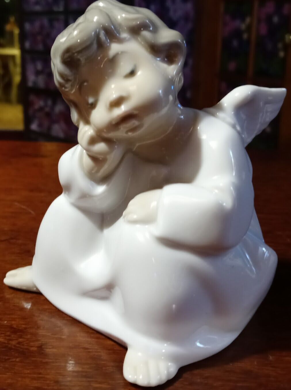 Lladro Angel Thinking VINTAGE porcelain figurine