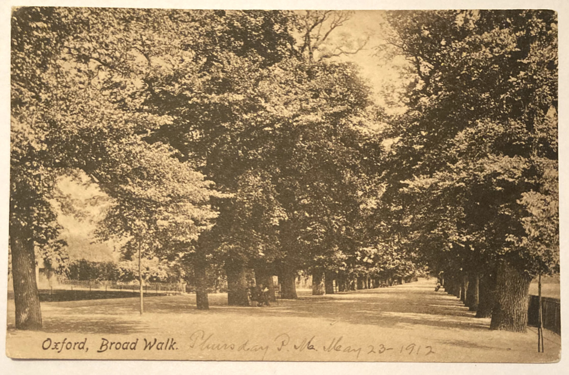 1912 Oxford Broad Walk England UK Unposted Vintage Antique Postcard
