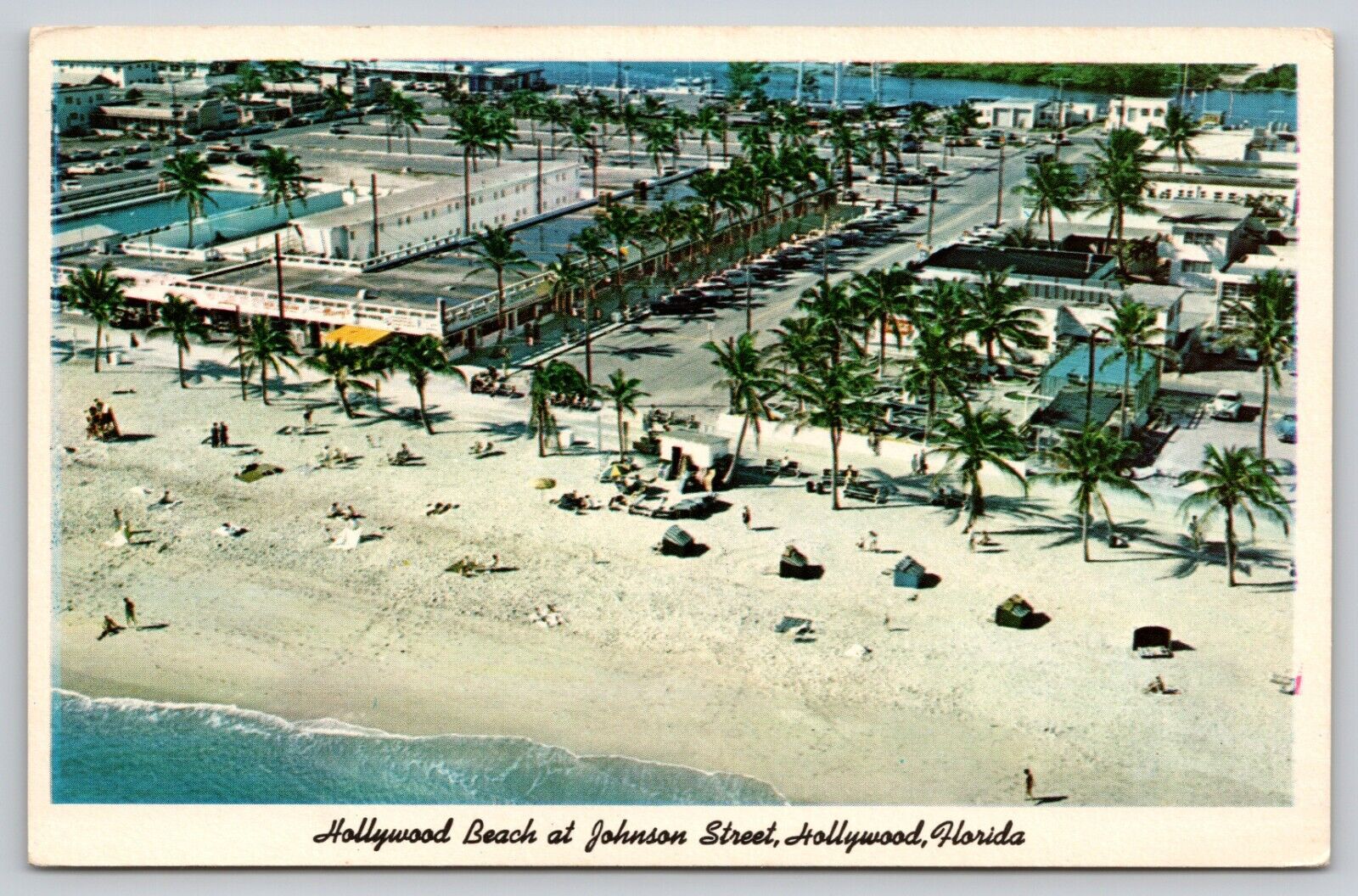 Postcard FL Hollywood Hollywood Beach At Johnson Street UNP A4